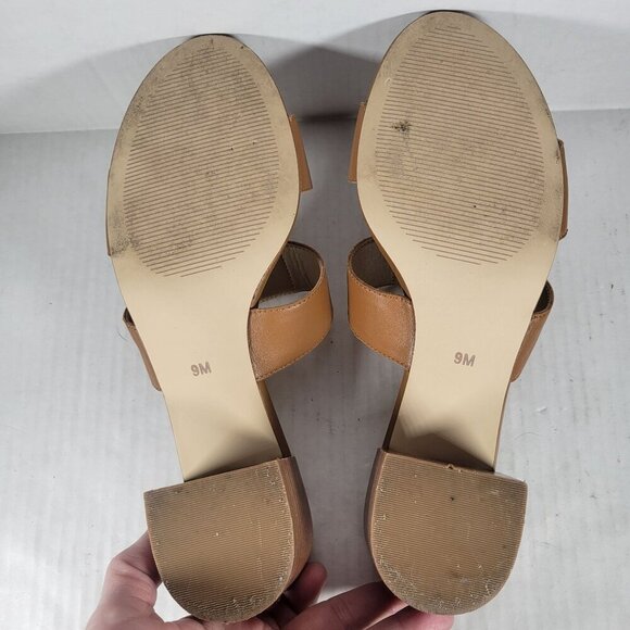 Talbots Women Tilly Nappa Work Casual Tan Leather Block Heel Sandals Size 9M - Picture 6 of 6